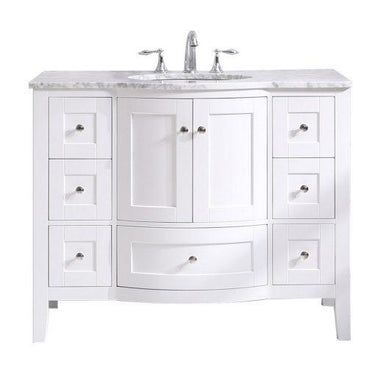 Eviva Stanton 42″ White Transitional Bathroom Vanity w/ White Carrara Top Bathroom Vanity Eviva